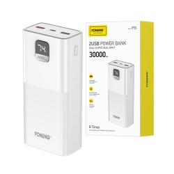 Foneng Power Bank P55 with LCD Digital Display and Dual USB 30000mAh 22.5W White Foneng Power Bank P55 with LCD Digital Display and Dual USB 30000mAh 22.5W White